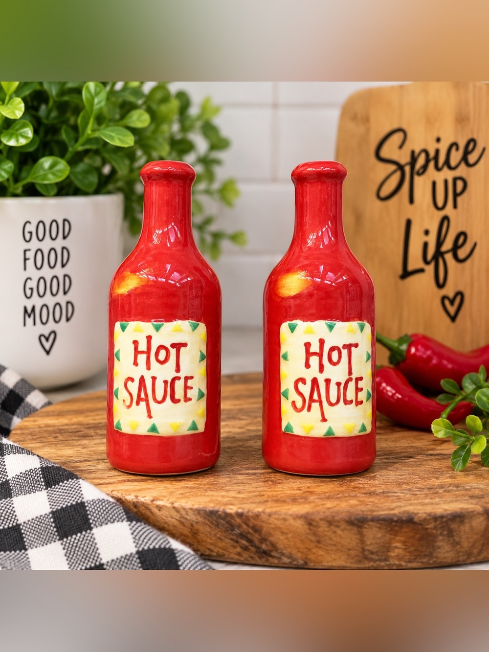 🌶️ Vintage JCPenney Home Collection Hot Sauce Ceramic Bottles